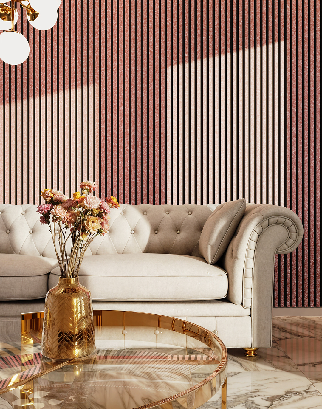 Akustikpaneel Pink Glitter 240x60 cm