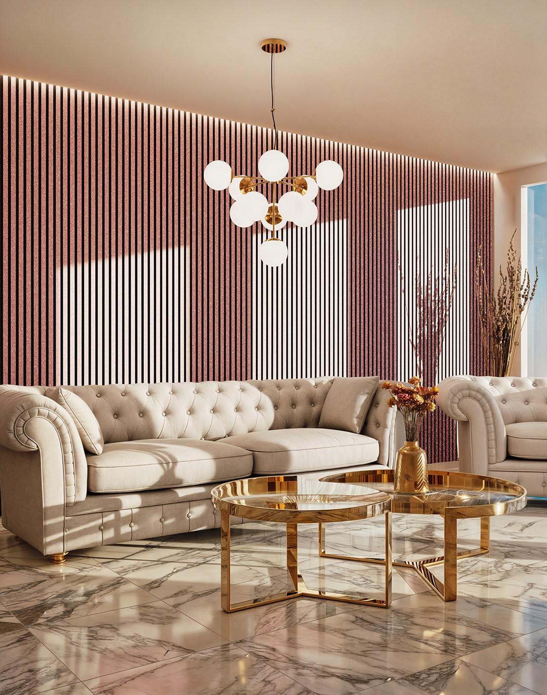 Akustikpaneel Pink Glitter 240x60 cm