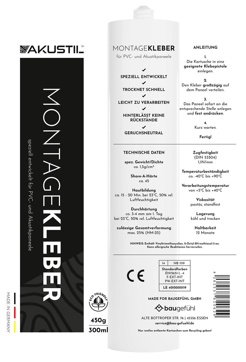 Akustik- und PVC-Paneel Montagekleber