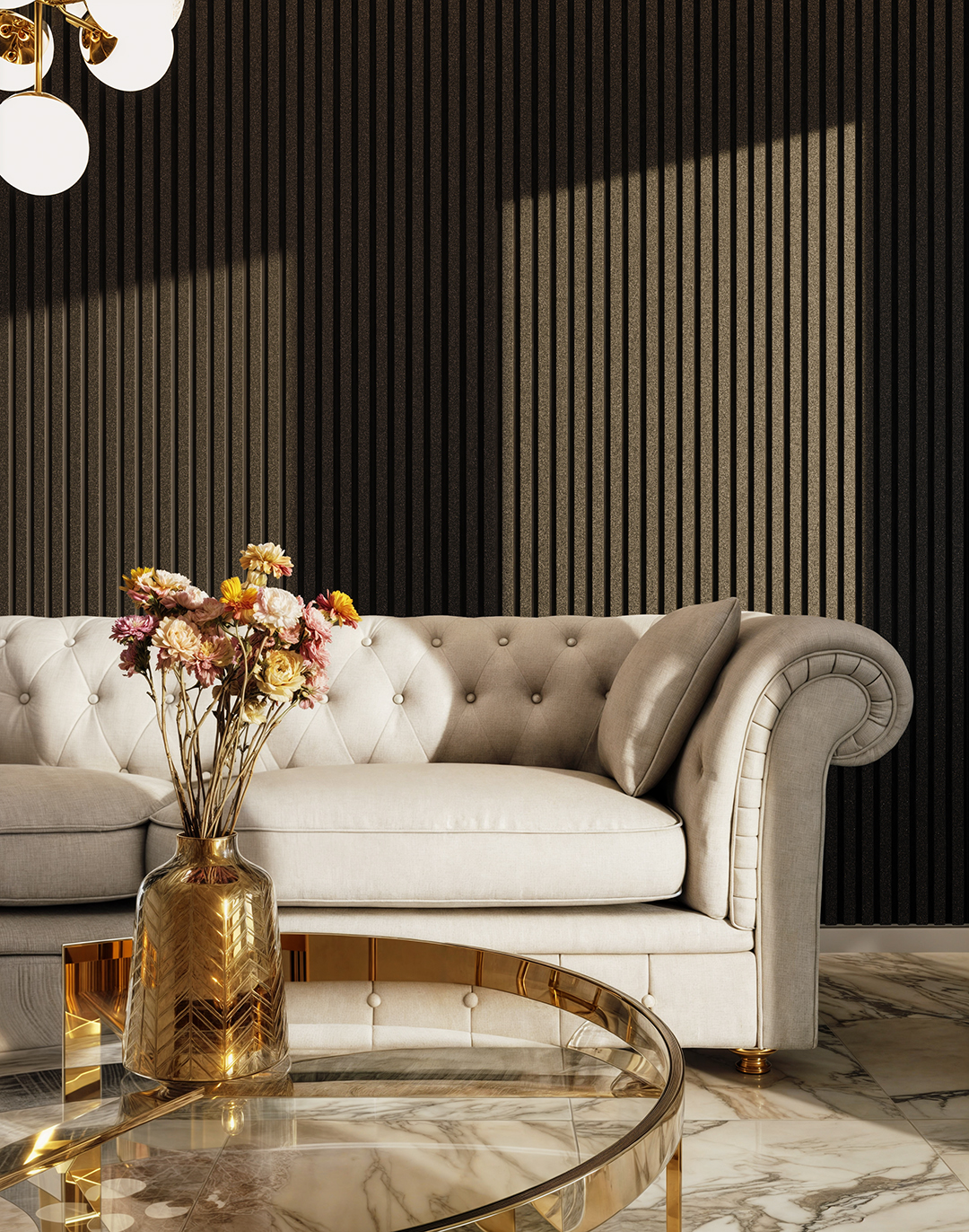 Akustikpaneel Black Glitter 240x60 cm